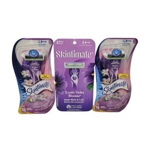 Schick Skintimate Exotic Violet Blooms 4 Blade Disposable Razors - 3 Packs